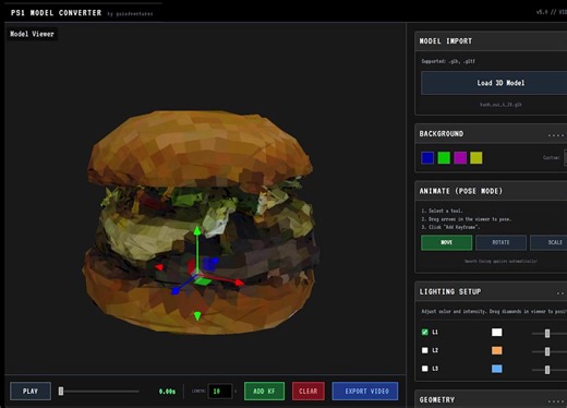 He hecho una app para convertir modelos al estilo retro-PS1, animarlos y luego exportarlo a mp4