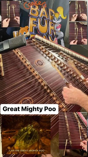 Colin Beasley on Instagram: "“Great Mighty Poo” from Conker’s Bad Fur Day. I can’t believe I put this on my dulcimer 😂 If you know, you know! What a legendary tune. #dulcimer #hammereddulcimer #percussion #videogamemusic #nintendo #nintendomusic #retrogaming #nostalgia #n64 #nintendo64 #worldpercussion #conkersbadfurday #greatmightypoo #sloprano #rareware #conker #banjokazooie #poo"