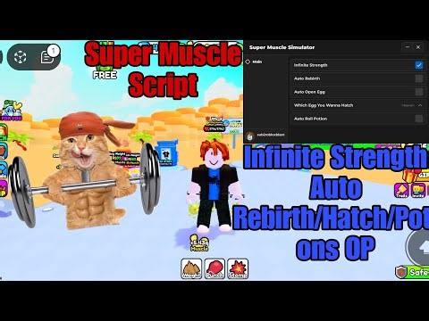 Super Muscle Simulator Script Infinite Strength Auto Hatch, Rebirth, Potions Works on every executor