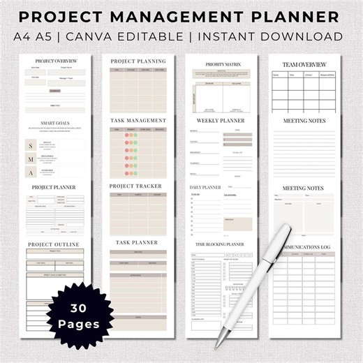 Student Project Planner Printable | Assignment Tracker, Task Breakdown & Timeline Template | A4 A5 Canva PDF - Etsy