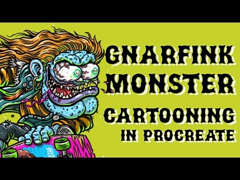 Gnarfink - Drawing Cartoon Rat Fink style Monster in Procreate