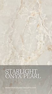Slab of the Week: Starlight Onyx Pearl Glossy Inspired by the beauty of Middle Eastern marble, Starlight Onyx Pearl brings a refined, sophisticated touch to any space. With its soft pearl grey backdrop, delicate ivory veins, and amber hues, this gauged porcelain panel captures the elegance of onyx while offering exceptional strength and versatility. At 39” x 118” and just 3.5mm thick, it’s ultra-lightweight yet incredibly durable, perfect for covering both flat and curved surfaces. Plus, with bu