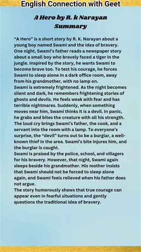 A Hero by R. K. Narayan Summary in Seconds | Class 7 & 10 English | KSEEB | SSLC Second Language |