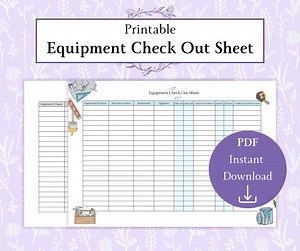 Equipment Checkout Sheet Printable PDF | Tool Borrowing Log | Equipment Sign Out Log | Inventory Sign Out - Etsy
