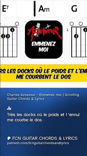 Charles Aznavour - Emmenez moi | Scrolling Guitar Chords & Lyrics #music #guitar #cover