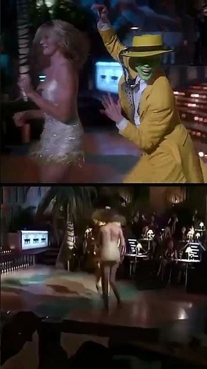 Jim Carrey and Cameron Diaz behind the scenes of The Mask (1994). 💚💛