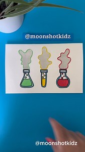 DIY “Chemical reaction” interactive light-up card. Easy and fun paper circuit project for beginners. You will need: - 3 Chibitronics launchpad LEDs - Chibitronics conductive fabric tape - Chibitronics launchpad battery 3V - Paper - Tracing paper - Markers Warning: this project should be done under adult supervision. ©️ @Moonshotkidz – All rights reserved. Reproduction, distribution, or use of this artwork and video without permission is prohibited. For licensing inquiries, contact Moonshotkidz@g