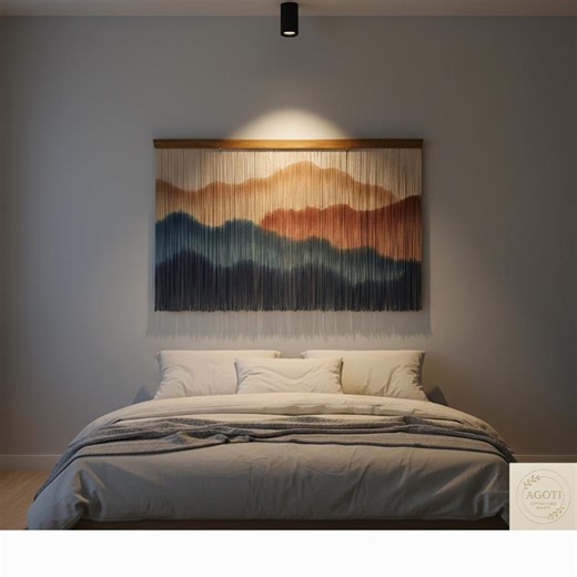 Abstract Mountain Macrame Wall Hanging, Earth Tone Fiber Art Tapestry - Etsy