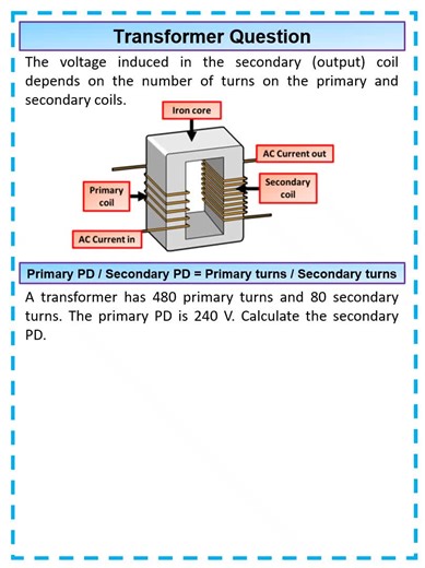 How to Answer a GCSE Physics Transformer Question 4