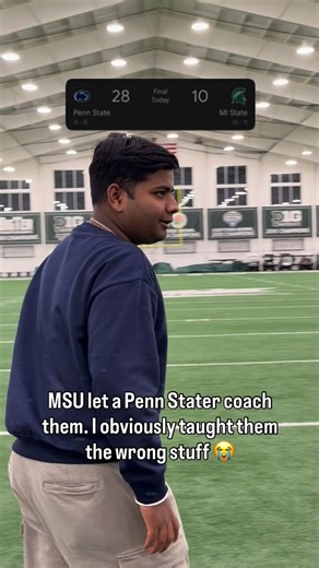 Shamak Agarwal on Instagram: "Did MSU really let a Penn Stater coach them? Just a joke, all love to MSU 🟢⚪️ — rivalry energy only 😂 But W for Penn State today 🔥 . . . . [Penn State vs Michigan State], [Penn State football], [MSU football facility], [Big Ten rivalry], [Penn Stater at MSU], [College football content], [PSU vs MSU highlights], [Penn State win], [Michigan State vlog], [Nittany Lions football] clean) #weare #pennstate #pennstatefootball #msuvspsu #bigtenfootball #collegefootball #
