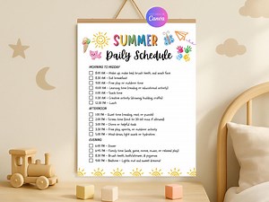 Editable Kids Daily Summer Schedule Template Planner Checklist Printable Summer Daily Routine for Kids Instant Digital Download - Etsy