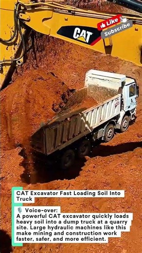 CAT Excavator Fast Loading Soil Into Truck #excavator #mining #truck