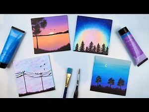 4 Easy Mini Canvas Ideas | Acrylic Painting for Beginners