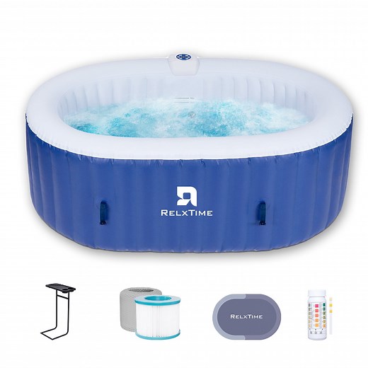 RELXTIME 2 Person Oval Inflatable Hot Tub Set, Blue - Walmart.com