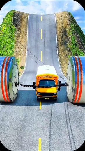 ColourFul School Bus vs Hydraulic Crush - BeamNG.drive #shorts #beamngdrive #bus #shortsfeed