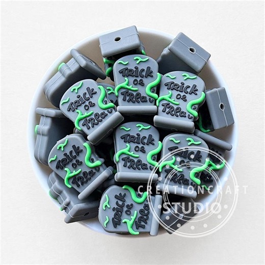 Trick or Treat Beads,halloween Silicone Beads,diy Beaded Keychain,3d Tombstone Focal Beads - Etsy