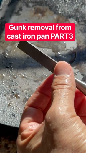 Removing cast iron gunk #cleaning #gunk #castironskillet #diy #handyman