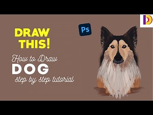 How To Draw & Paint Dog | Adobe Photoshop Tutorial | Step by Step Digital Art Lesson