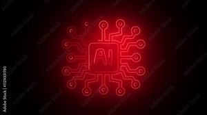 Computer processor icon, digital logotype CPU icon background 4k animation. computer cpu icon animation . computer cpu with setting gear icon.4k video.