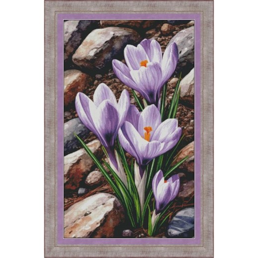 Purple Crocus Flowers Cross Stitch Pattern PDF, Spring Floral Garden Chart - Etsy