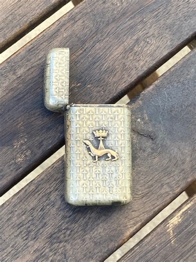 Pyrogène Silver-plated Metal Match Case With Bronze Ermine and Fleur-de-lis - Etsy