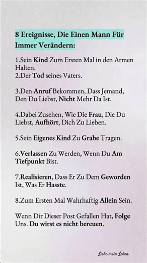 8 EREIGNISSE, DIE EINEN MANN FÜR IMMER VERÄNDERN 🧠💔🥀