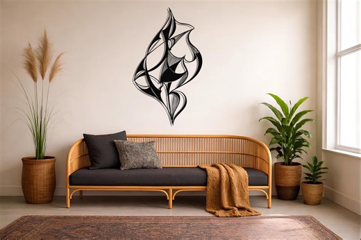 Abstract Black Metal Wall Art, Modern Minimalist Wall Decor Sculpture, Luxury Boho Abstract Line Art, Metal Wall Hanging for Living Room - Etsy