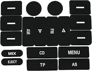 18 Keys Car Interior FM Radio Button Repair Sticker Decards Decals for VW Golf MK5 2005 2006 2007 2008 2009 Climate Control and Multimedia Radio Button Repair Decal Stickers, Black