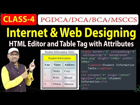 Offline Class-4- Internet and Web Designing |Table Tag and Attribute | HTML Editor | PGDCA, DCA, BCA