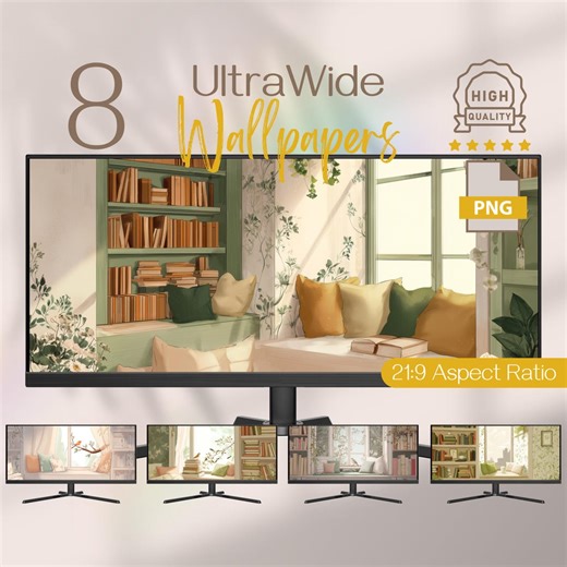 Quiet Reading Nook Ultrawide Wallpapers Cozy Window Seat Books Calm 21x9 Digital Backgrounds - Etsy UK