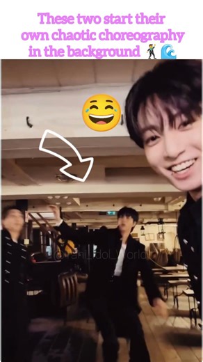 These Two Start Their Own Chaotic Choreography In The Background 🕺🌊#BTS #Namjoon #Jin #kpop