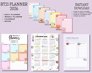 BTS Planner | Bts Planner Set | Bts Daily Planner | Bts Weekly Planner | Bts Calendar |bts Notes| Bt21 Planner |2026| Digital Dowload - Etsy