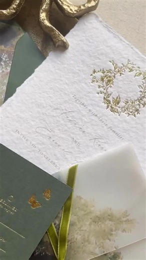 Gold Foil Fine Art Wedding Invitation Suite: Handmade Cotton Paper - Etsy
