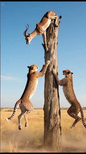 Cheetahs vs Impala: The Most Intense Tree Escape Ever! #wildlifeentertainment #animals #animalfight