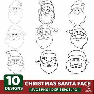 Santa Face SVG Bundle: Christmas Clipart for Cricut (10 Designs) (digital Download) - Etsy