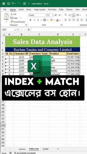 INDEX + MATCH Formula in Excel #exceltutorial #excel #exceltips