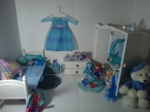 Frozen Elsa & Ocean Surprises Doll Room with Wardrobe & Tea Party!