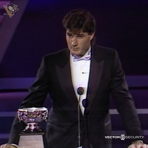 On this day in 1988, Mario Lemieux won the Art Ross Trophy (top point-scorer) and the Hart Memorial Trophy (MVP). Lemieux was the first Penguins player to win either award. | Pittsburgh Penguins