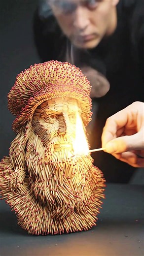 Joan of Arc Matchstick Fire Sculpture