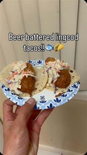 Colton Lee Keller on Instagram: "Come finish making beer battered lingcod tacos with me!!🐟🌮 To prep the fish I added salt, pepper, and a little flour to help hold the beer batter to the lingcod!! I then got the stove ready with a deep pot and a good amount of oil at a high temperature!! Now it’s time to get messy… slowly dip the fillets into the batter until completely covered, then go ahead and drop them into the oil!! Once cooked to your liking go ahead and put them on a paper towel to remov