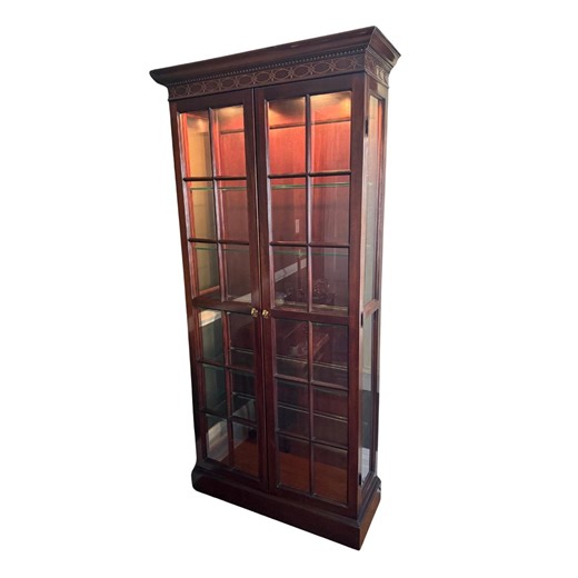 Vintage Lighted Mahogany Curio Cabinet, Attributed to Hickory Chair - Etsy