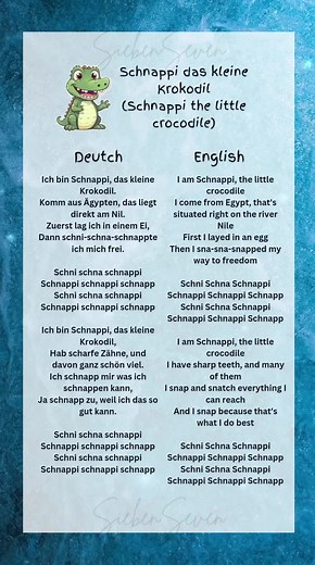Schnappi das kleine Krokodil (Schnappi the little crocodile)🐊#deutschlernen🇩🇪 #belajarbahasajerman #otodidakbahasajerman #germansongs