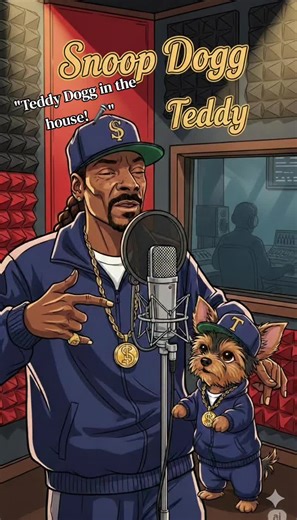 When the pimp's in the crib, ma... drop it like it's hot. 🎙️🔥 Teddy is officially the newest member of Death Row Records. Snoop Dogg provided the beats, Teddy provided the barks. #creatorsearchinsights #TeddyDogg #yorkielife #doginfluencer #dogart