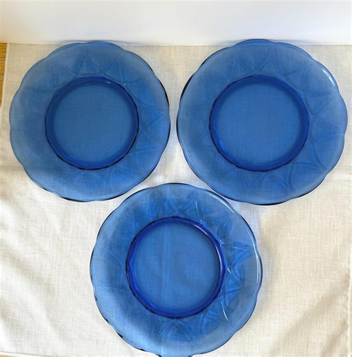 Hazel Atlas Newport. Set of 3 Luncheon Plates in Cobalt Blue. Depression Glass From the 1930s. Price is for 3 Together. - Etsy