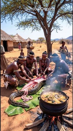 Unique Zulu Culinary Giant Python Stew Prep #tribecooking #tribefood #shorts