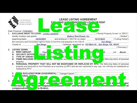 Lease Listing Agreement (C.A.R. Form LL) - Rental Property Owner Disclosure and Questionnaire
