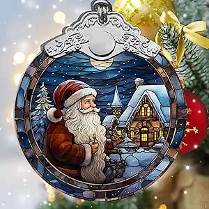 Christmas Ornaments, Santa Claus Ornaments, Santa Claus Hanging Ornament, Christmas Decorations for Tree, Stained Glass Christmas Tree Ornaments, Santa Claus Gifts, Xmas Gifts Ideas