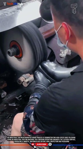 Shoe Polishing Technology: High-Speed Industrial Buffing for Smooth Leather Finishing #tech