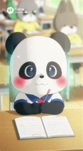 The little panda in class