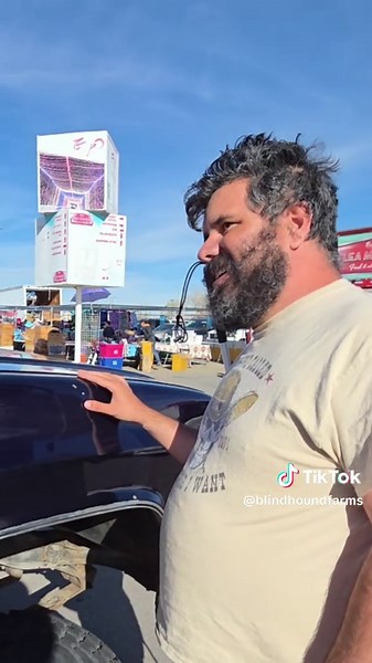 Mike can tell you just about what any vehicle is with a simple touch or sound. It's a crazy blind superpower to me..😲 #blind #blindness #classiccar #chevy #trucksoftiktok